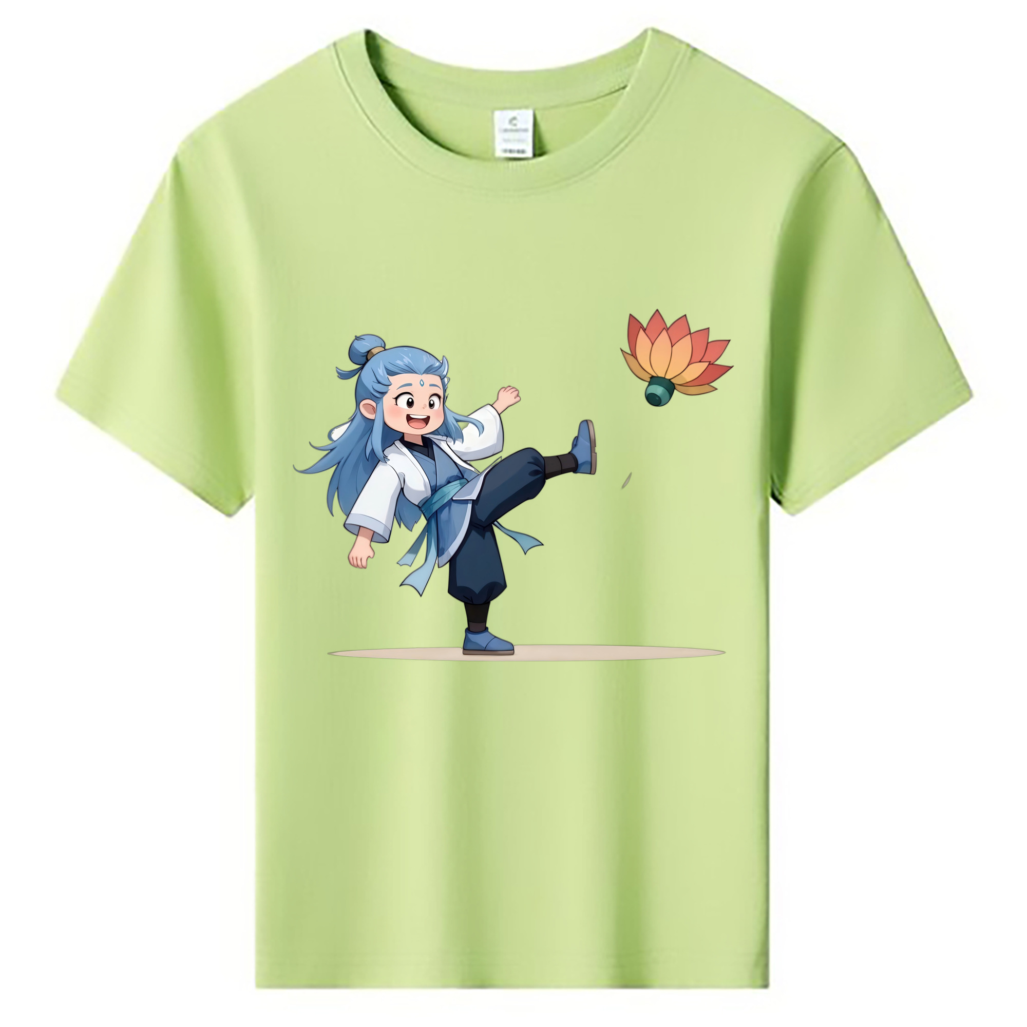 （画像用） Ne Zha 2 ナタ 魔童の大暴れ 綿100％キッズTシャツ（フロントプリント）
